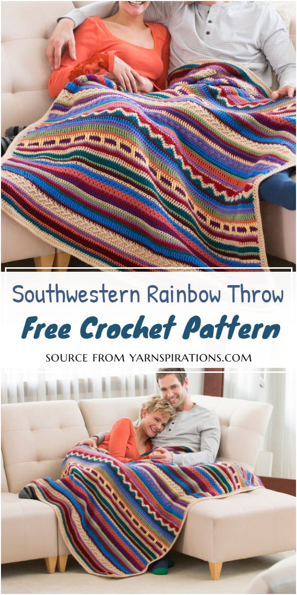 Southwestern Rainbow Throw Crochet Pattern