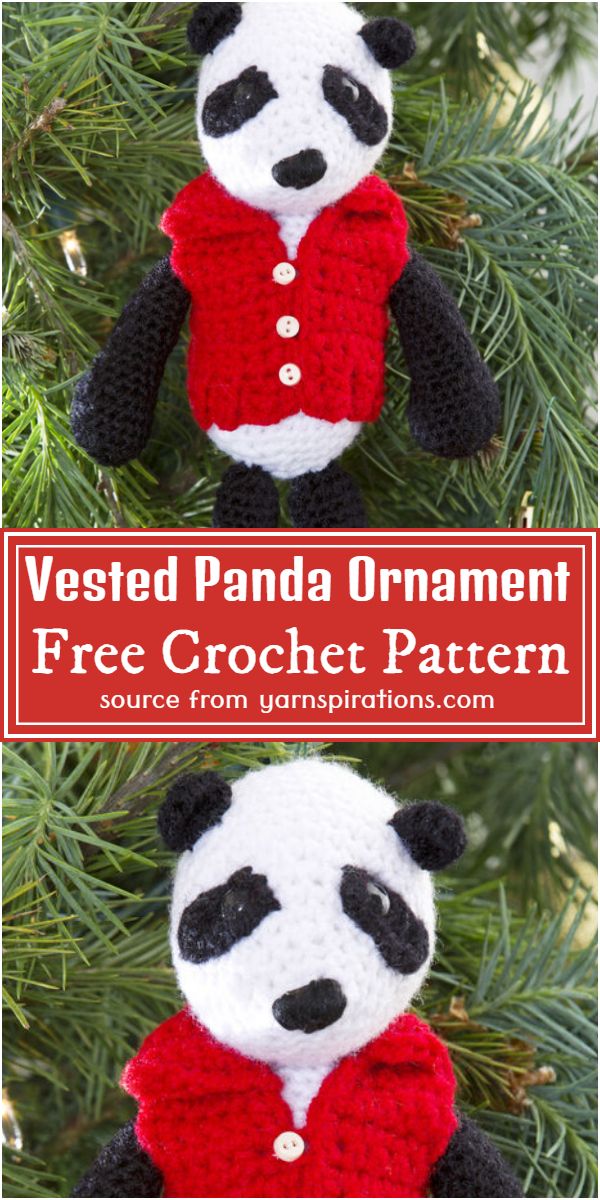 Vested Panda Ornament Crochet Pattern