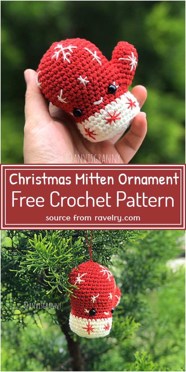 Christmas Mitten Ornament Crochet Pattern