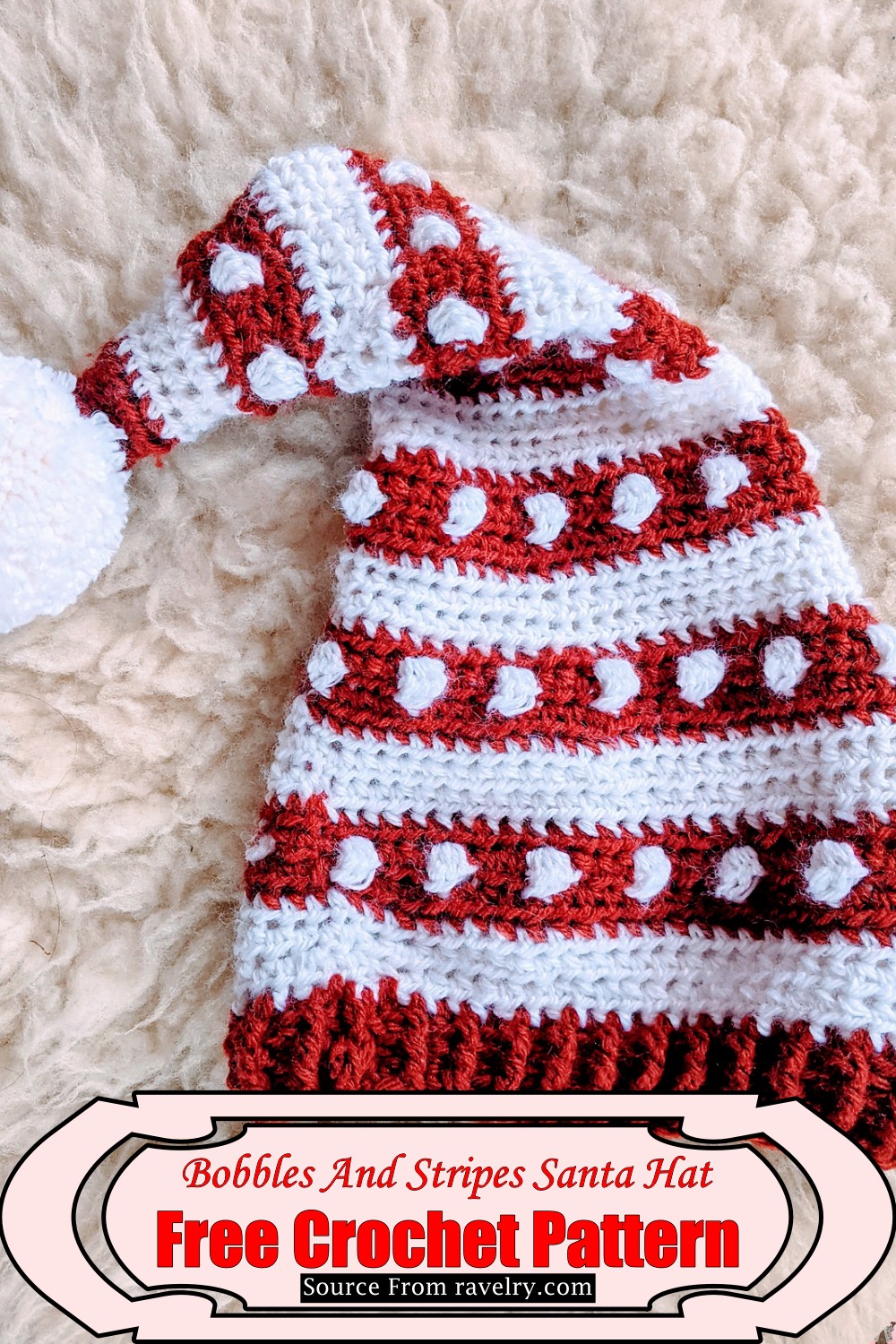 Crochet Bobbles And Stripes Santa Hat Pattern