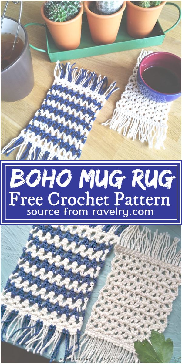 Crochet Boho Mug Rug Pattern