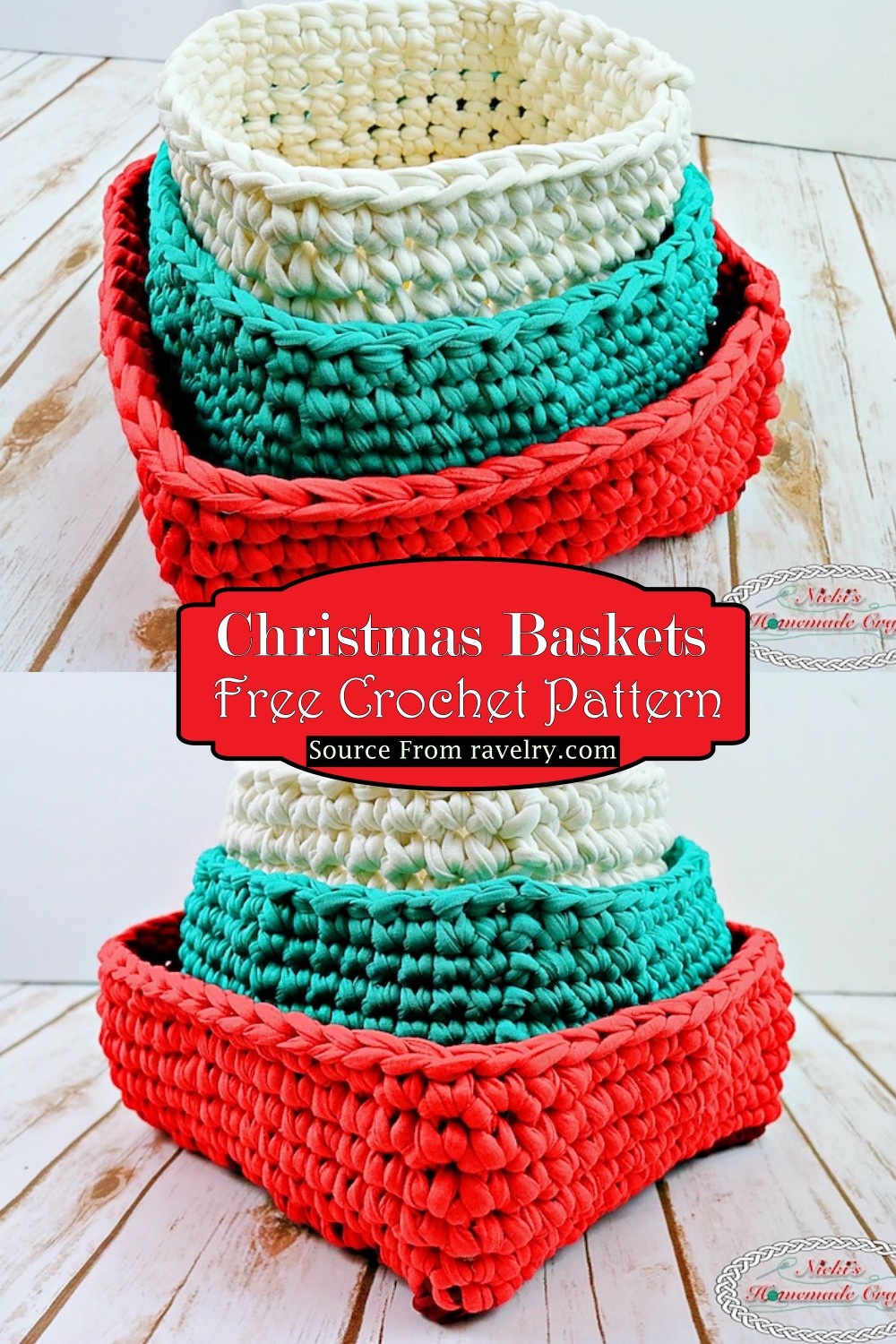 Crochet Christmas Baskets Pattern