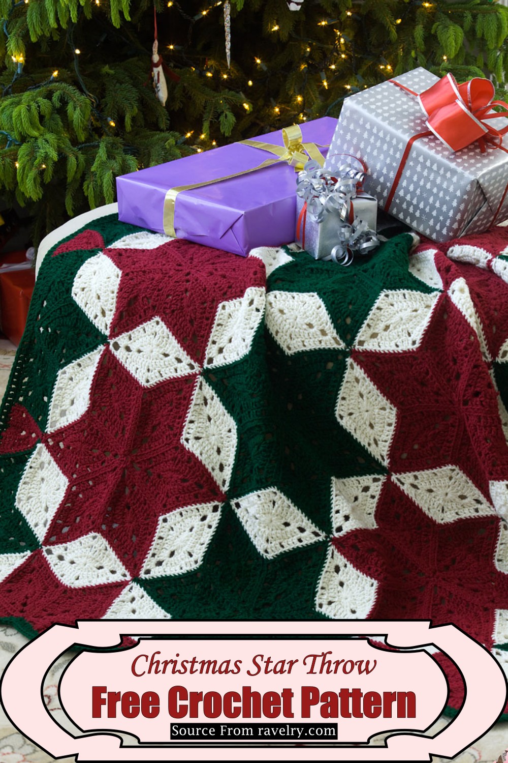 Crochet Christmas Star Throw Pattern