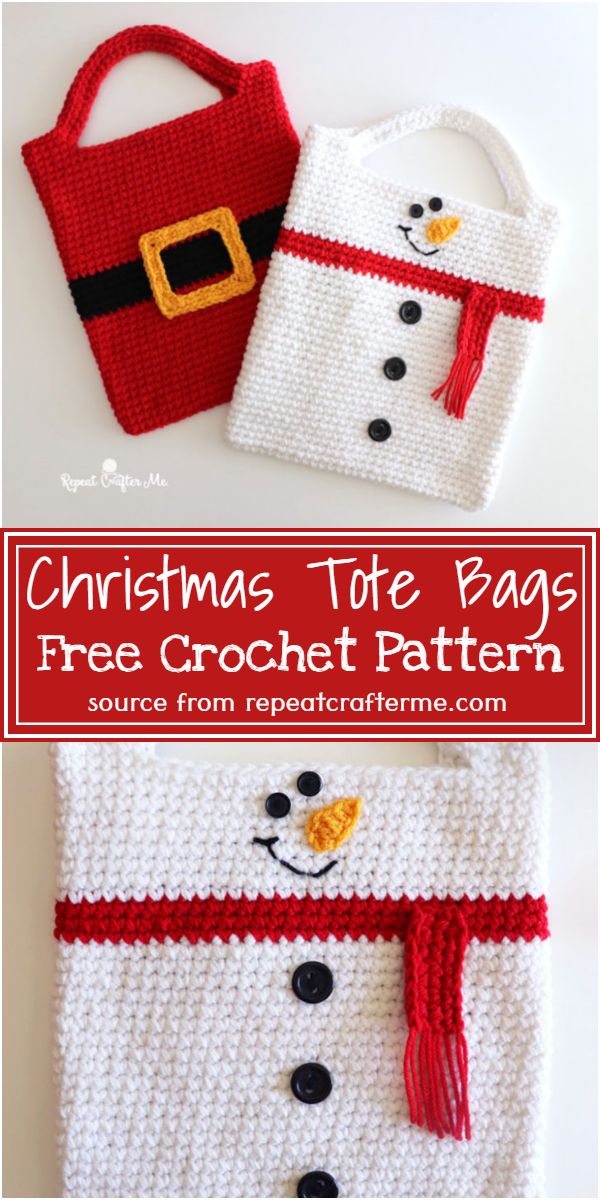 Crochet Christmas Tote Bags Free Pattern