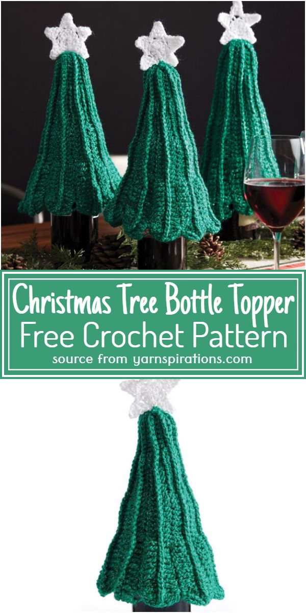 Crochet Christmas Tree Bottle Topper Free Pattern