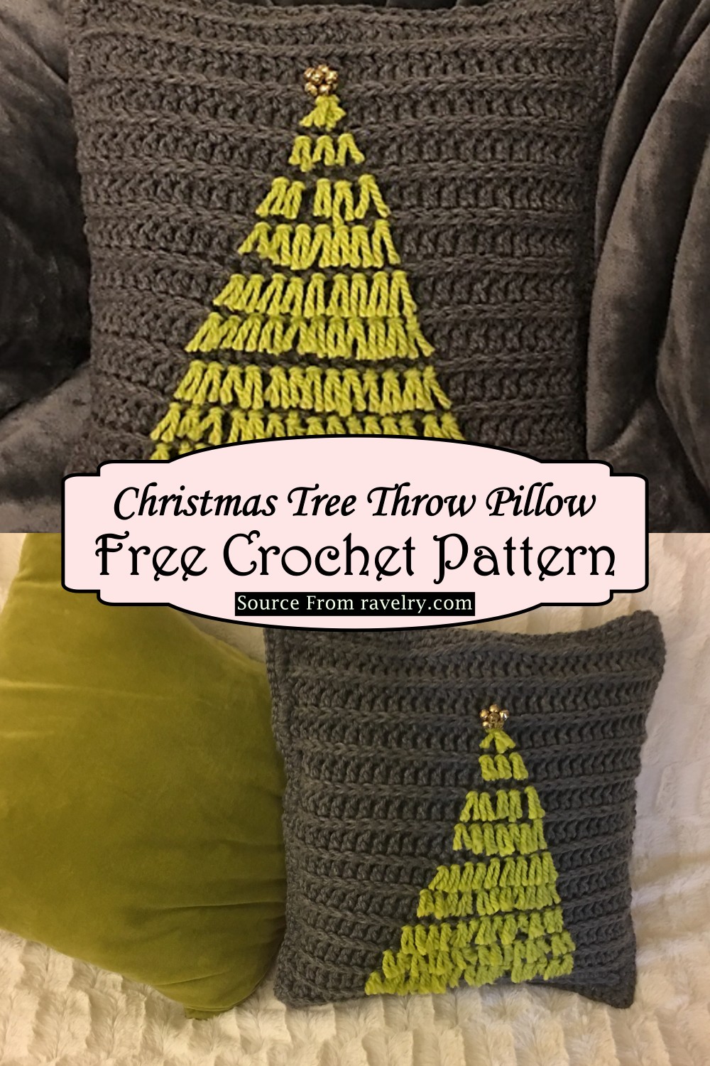 Crochet Christmas Tree Throw Pillow Pattern