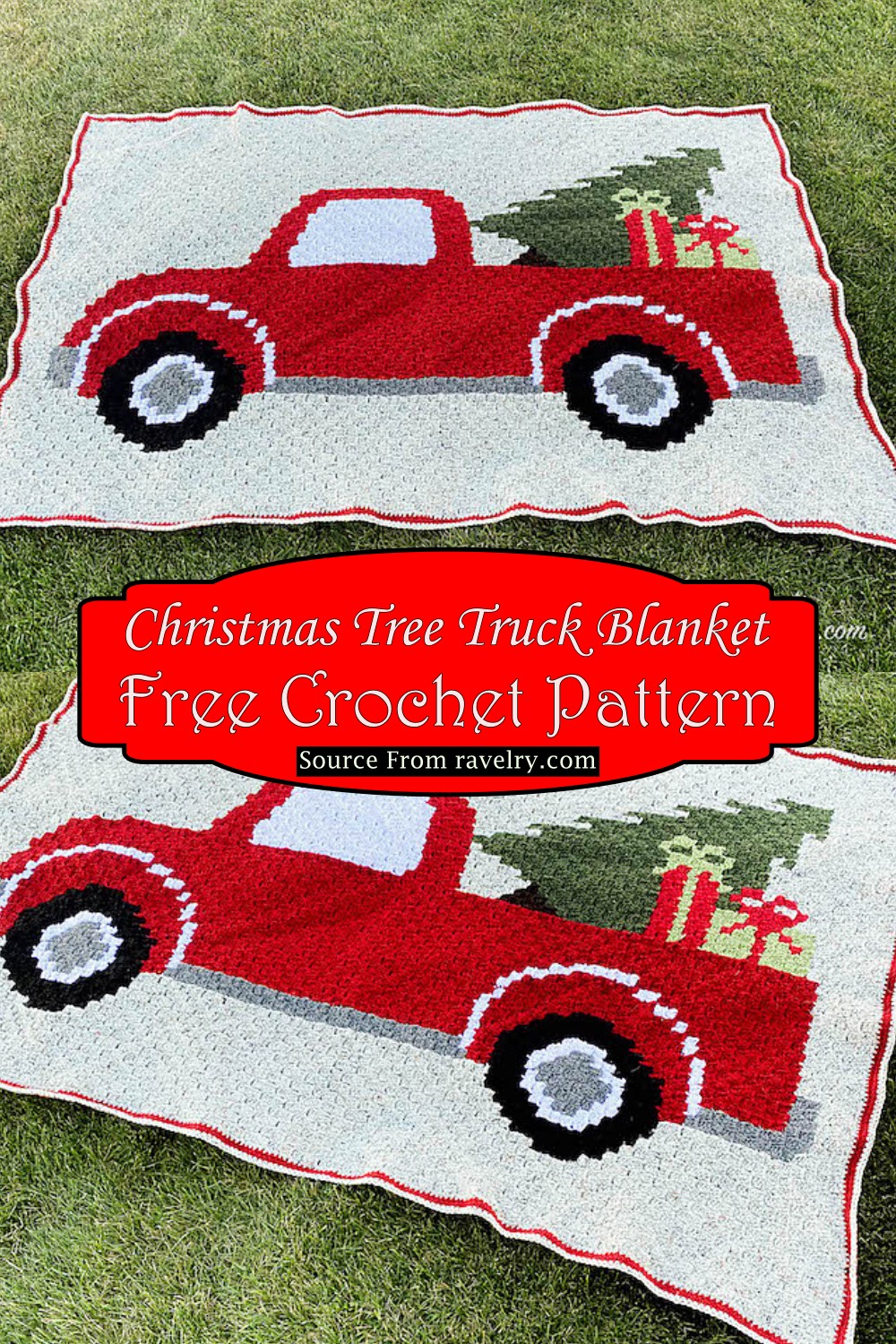 Crochet Christmas Tree Truck Blanket Pattern