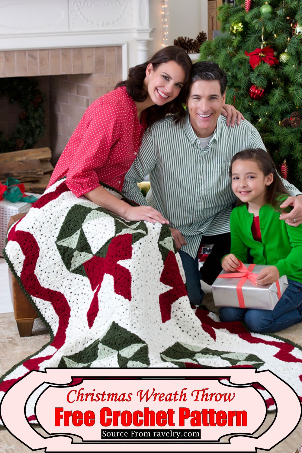 Crochet Christmas Wreath Throw Pattern