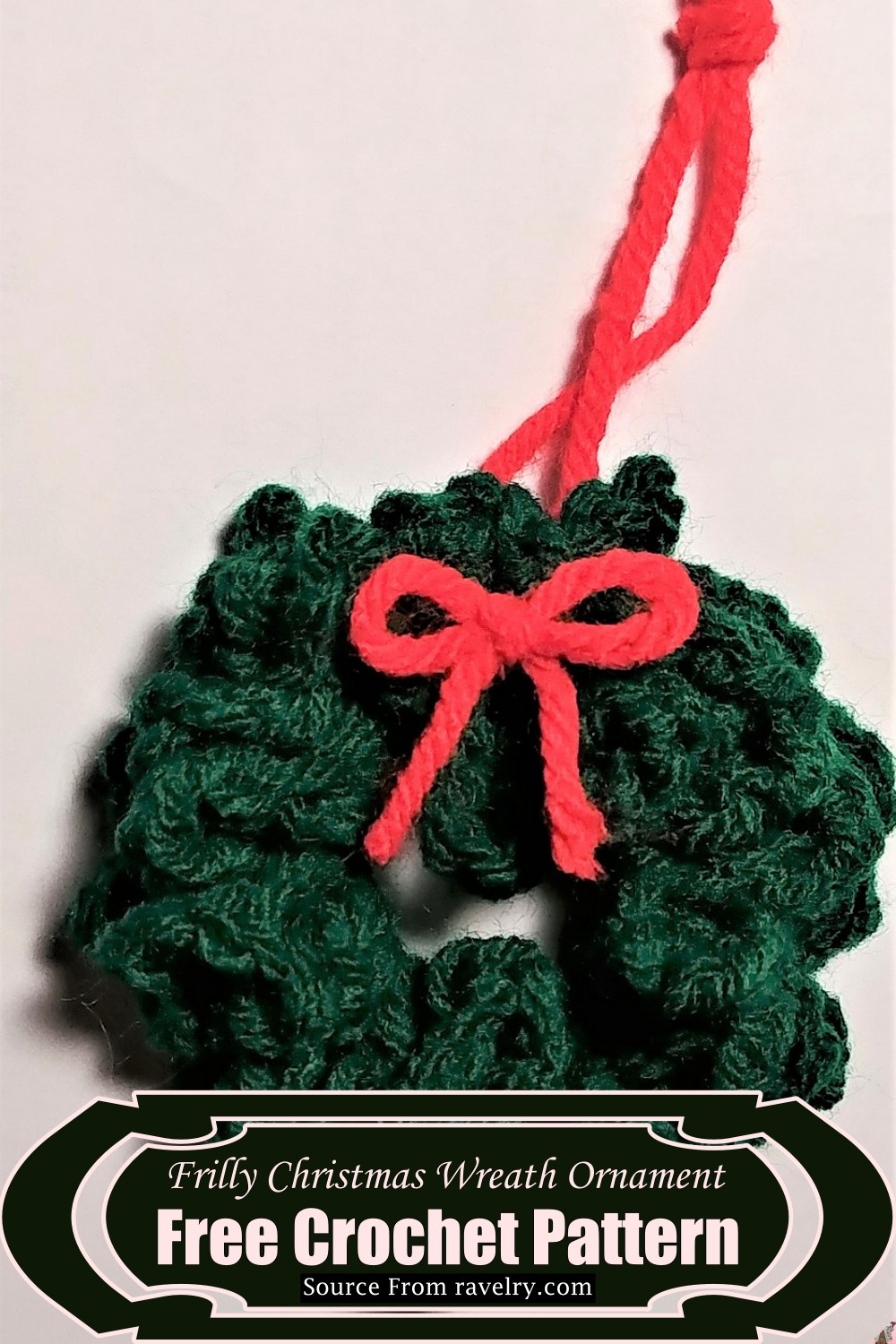 Crochet Frilly Christmas Wreath Ornament Pattern