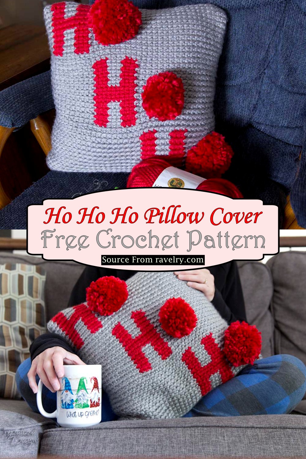Crochet Ho Ho Ho Pillow Cover Pattern