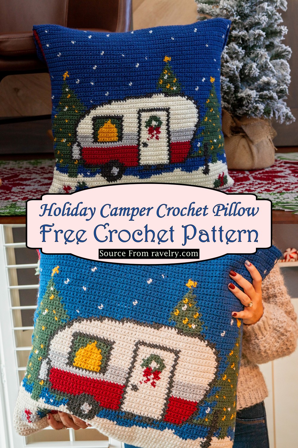 Crochet Holiday Camper Crochet Pillow Pattern