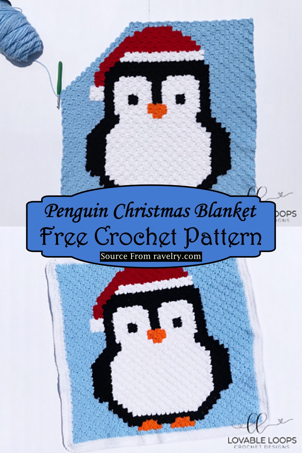 Crochet Penguin Christmas Blanket Pattern