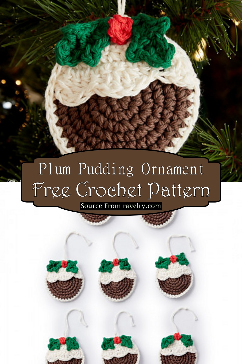 Crochet Plum Pudding Ornament Pattern