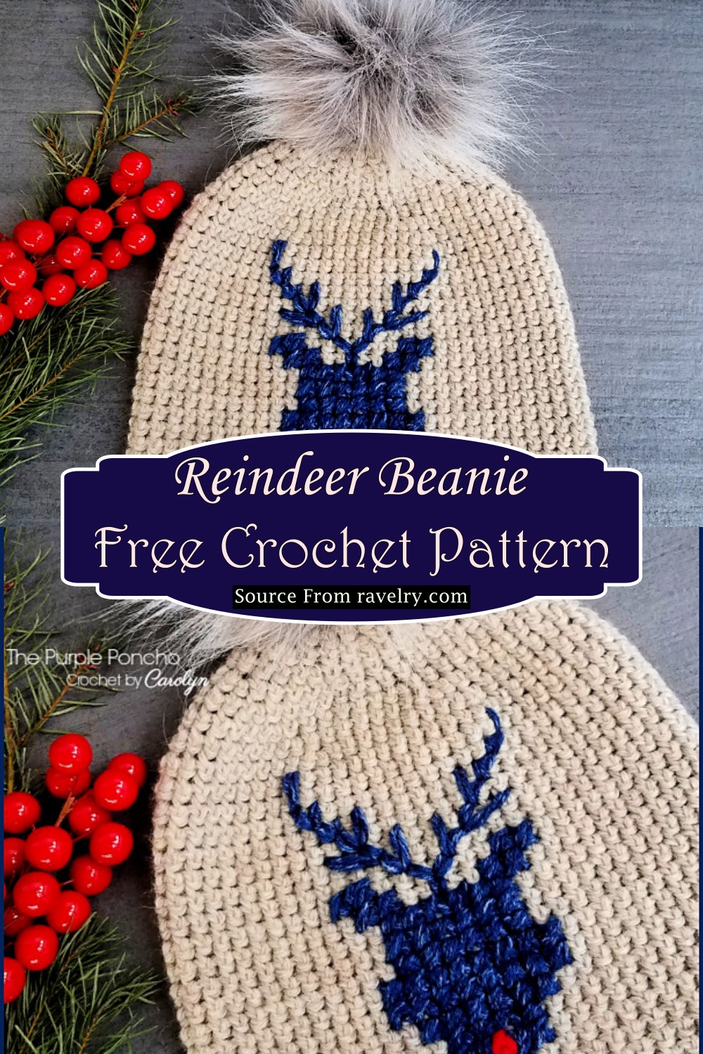 Crochet Reindeer Beanie Pattern