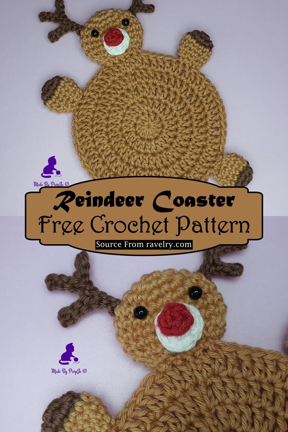 Crochet Reindeer Coaster Pattern