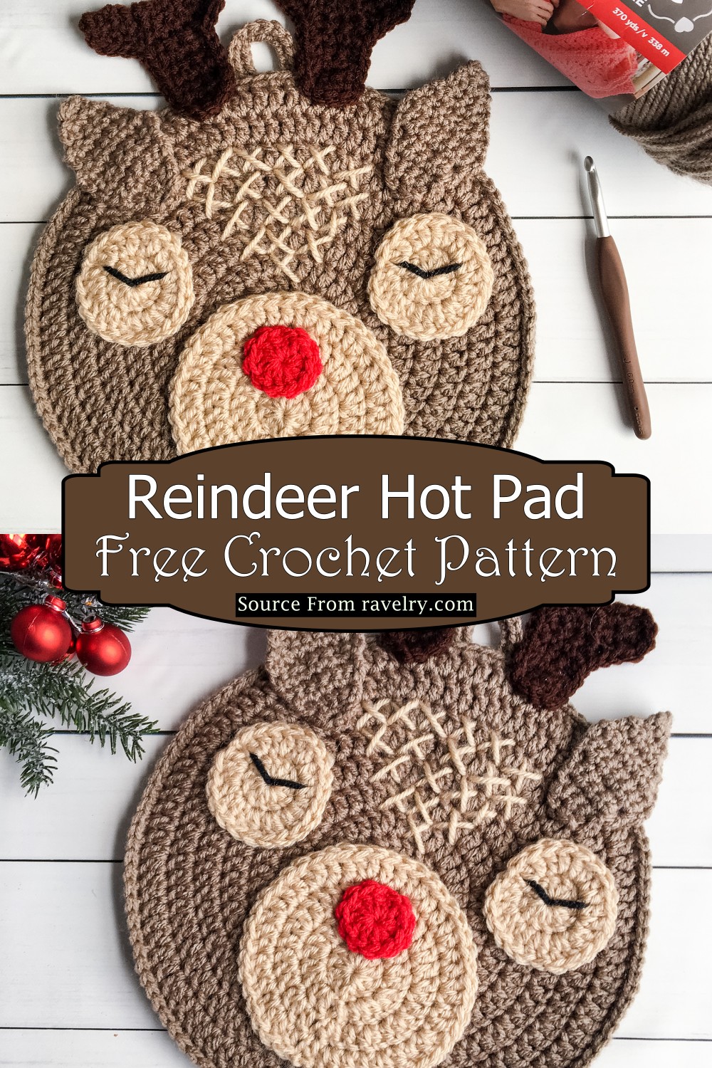 Crochet Reindeer Hot Pad Pattern