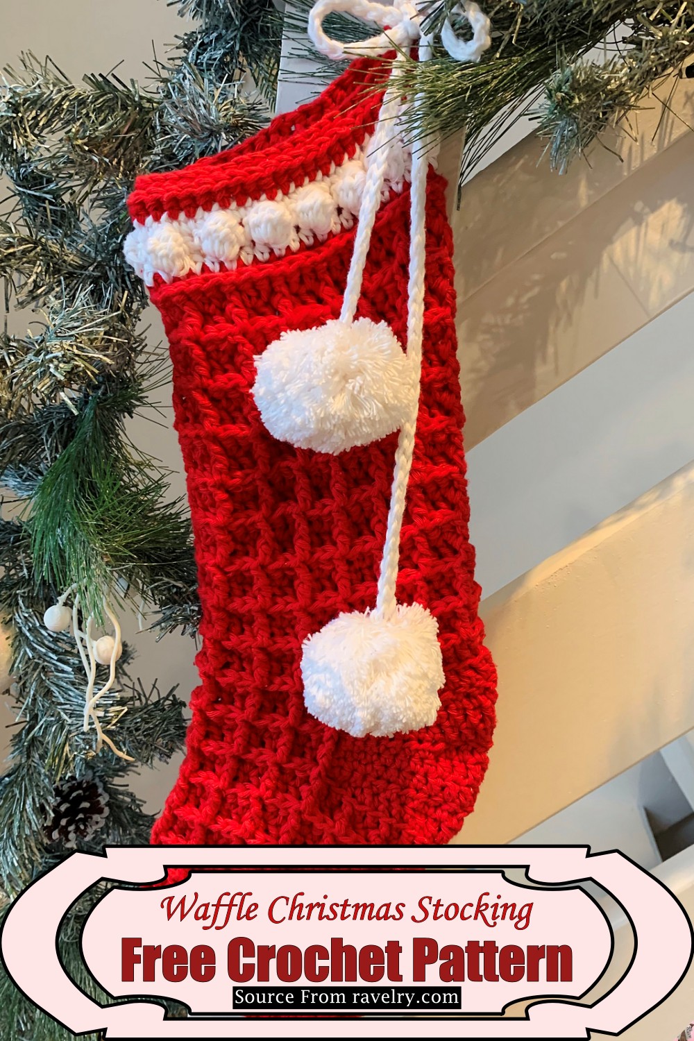 Crochet Waffle Christmas Stocking Pattern