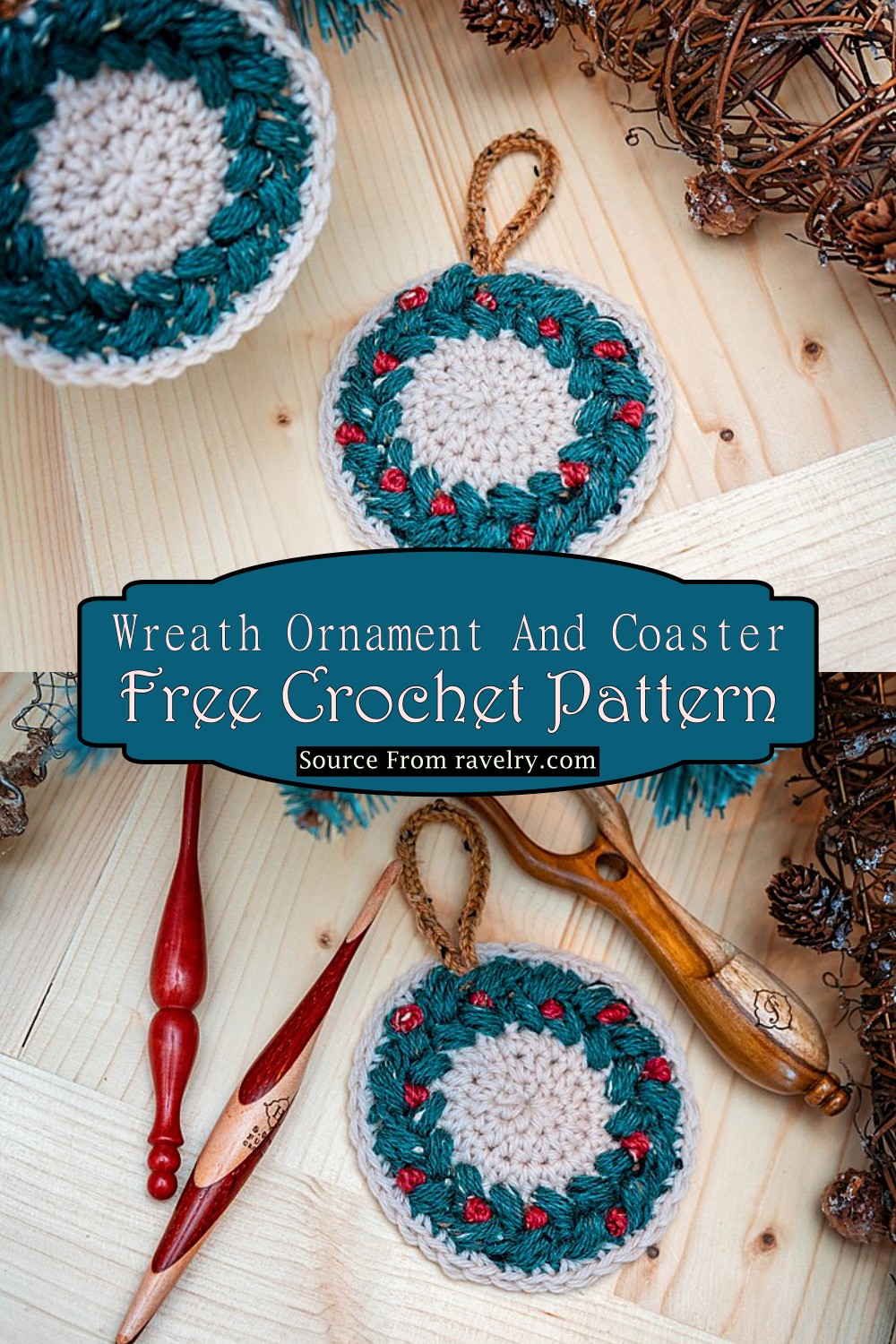 Crochet Wreath Ornament And Coaster Pattern