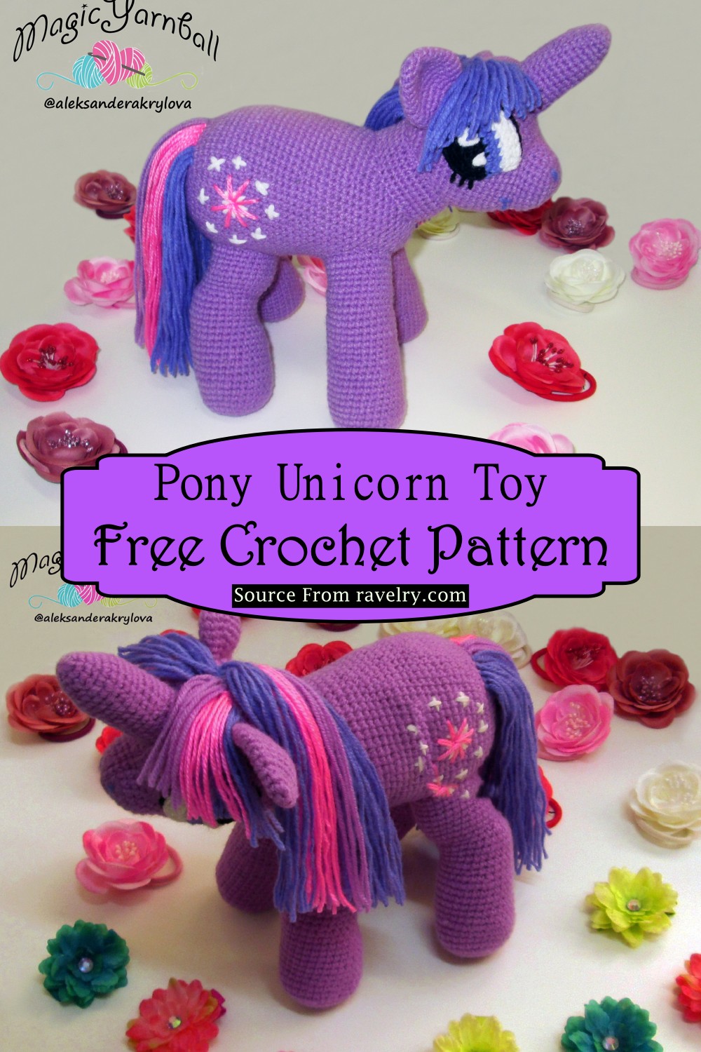Crocheted Pony Unicorn Toy