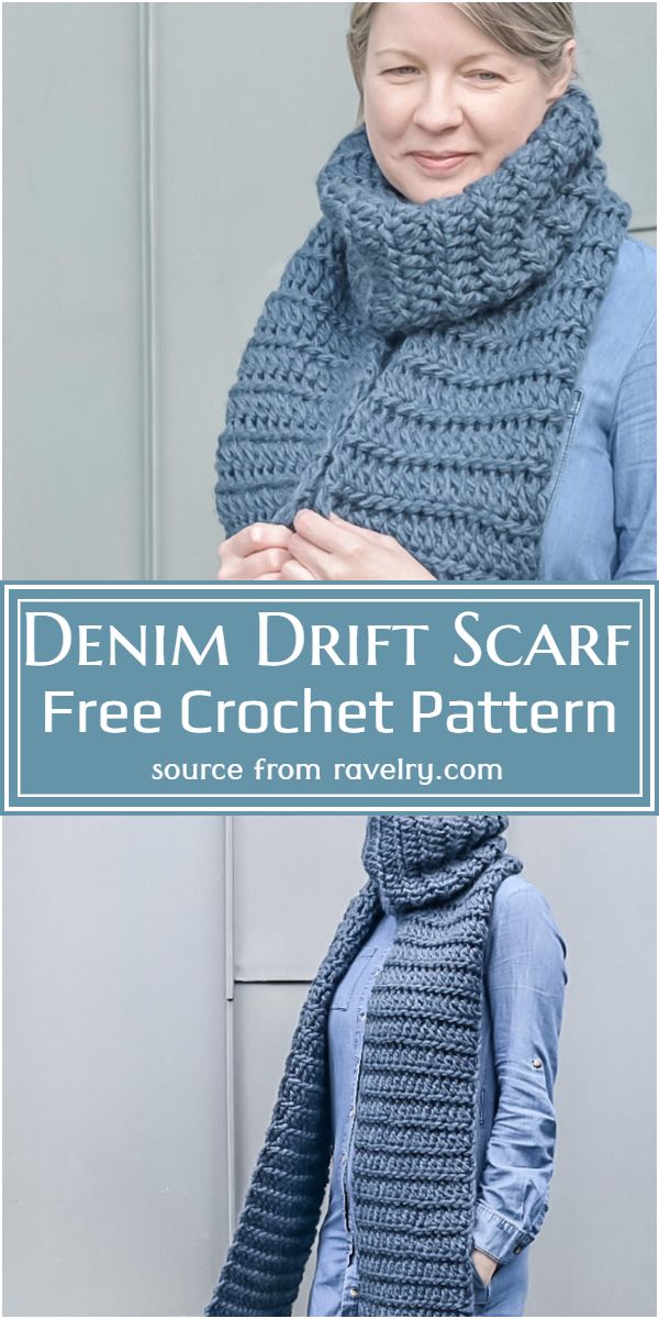 Denim Drift Scarf Crochet Pattern