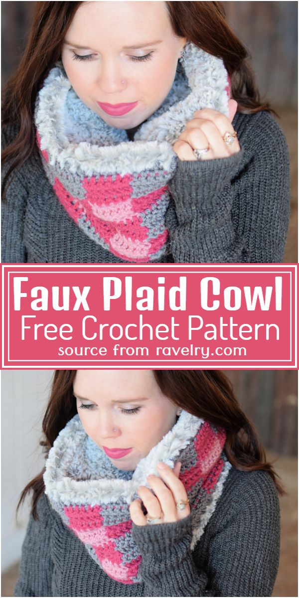 Faux Plaid Cowl Crochet Pattern