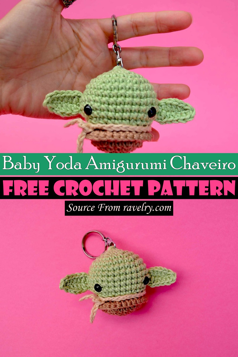 Free Crochet Baby Yoda Amigurumi Chaveiro Pattern