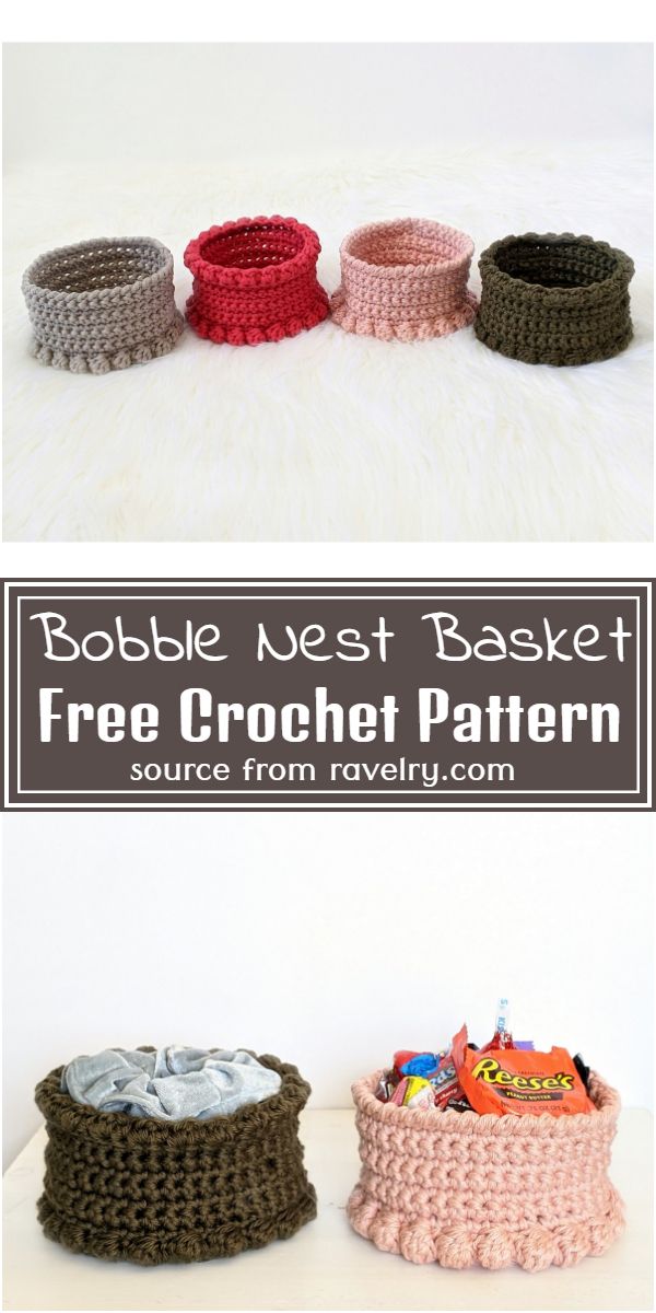 Free Crochet Bobble Nest Basket Pattern