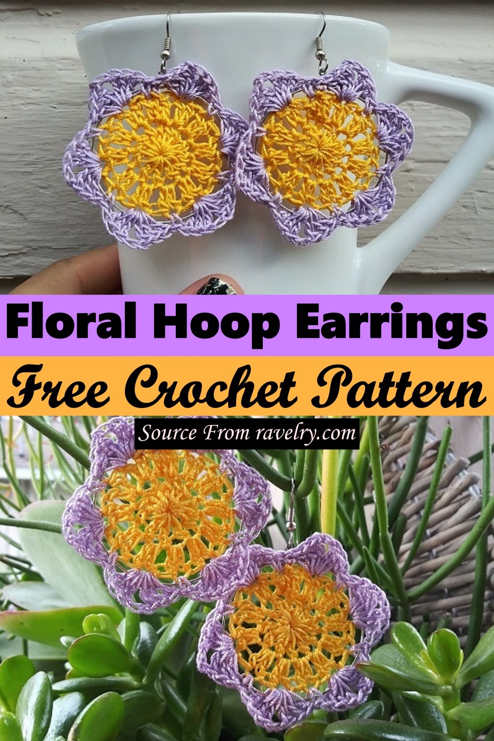 Free Crochet Floral Hoop Earrings Pattern
