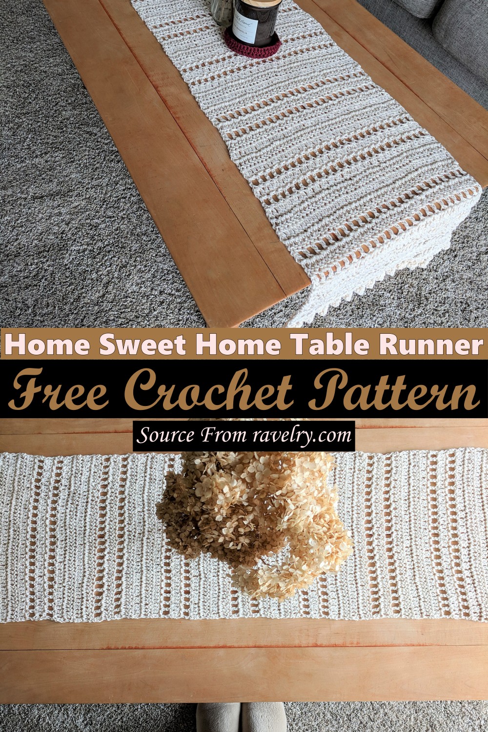 Free Crochet Home Sweet Home Table Runner Pattern