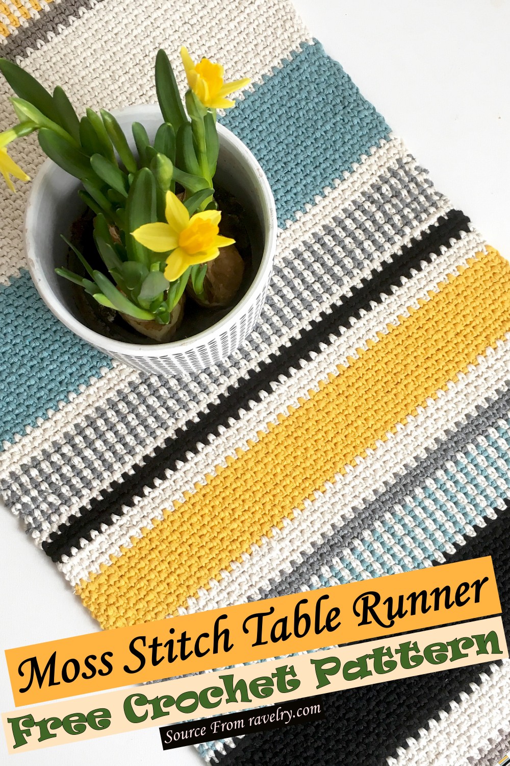 Free Crochet Moss Stitch Table Runner Pattern