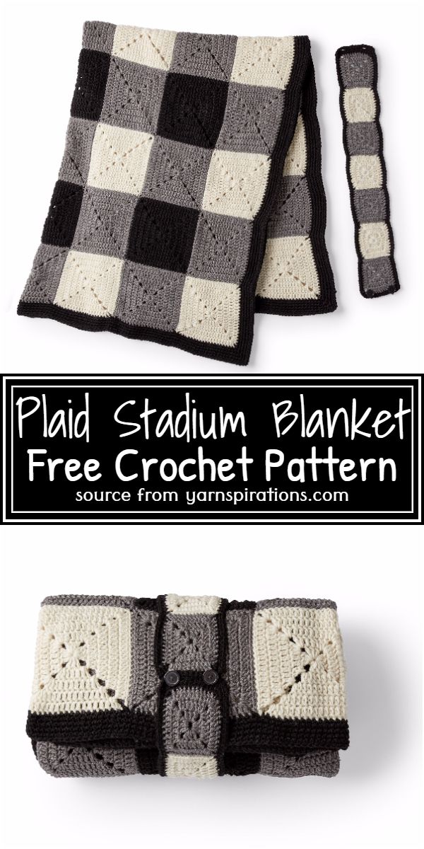 Free Crochet Plaid Stadium Blanket Pattern