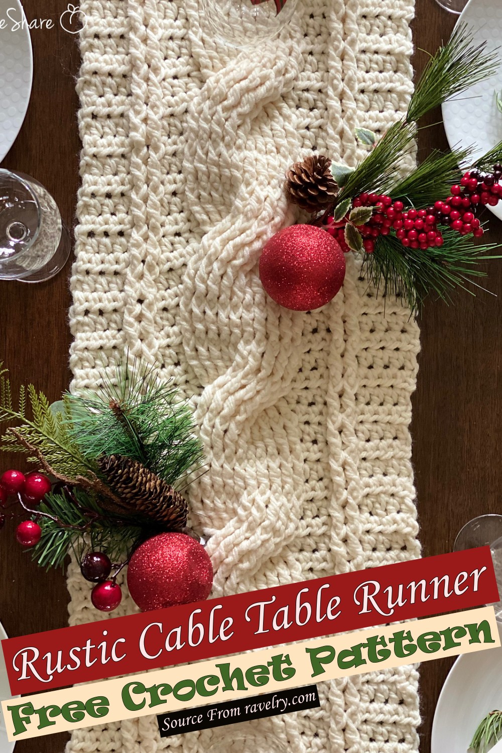 Free Crochet Rustic Cable Table Runner Pattern