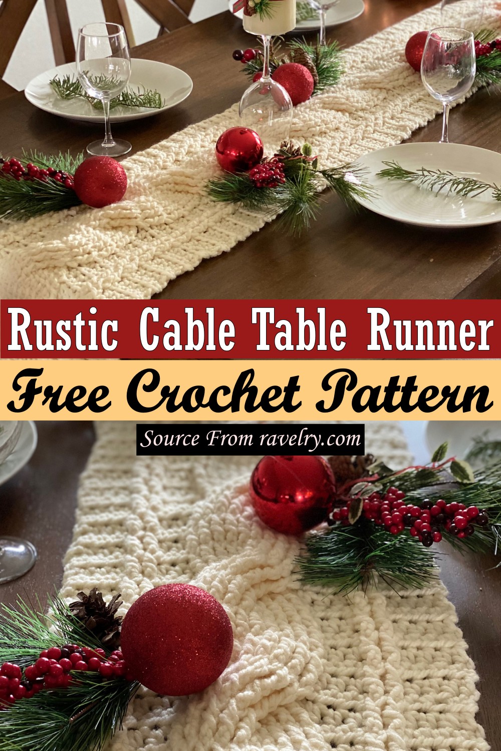 Free Crochet Rustic Cable Table Runner Pattern