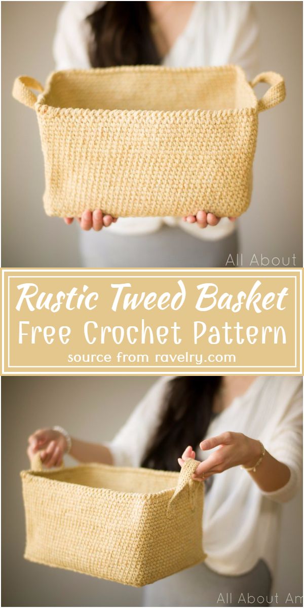 Free Crochet Rustic Tweed Basket Pattern