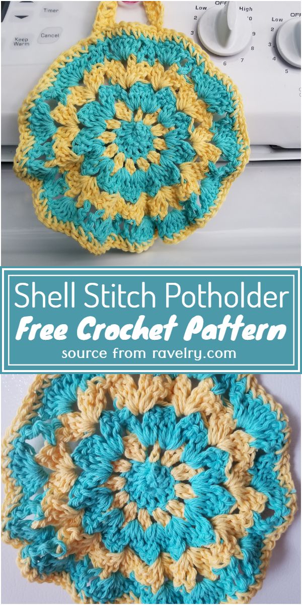 Free Crochet Shell Stitch Potholder Pattern