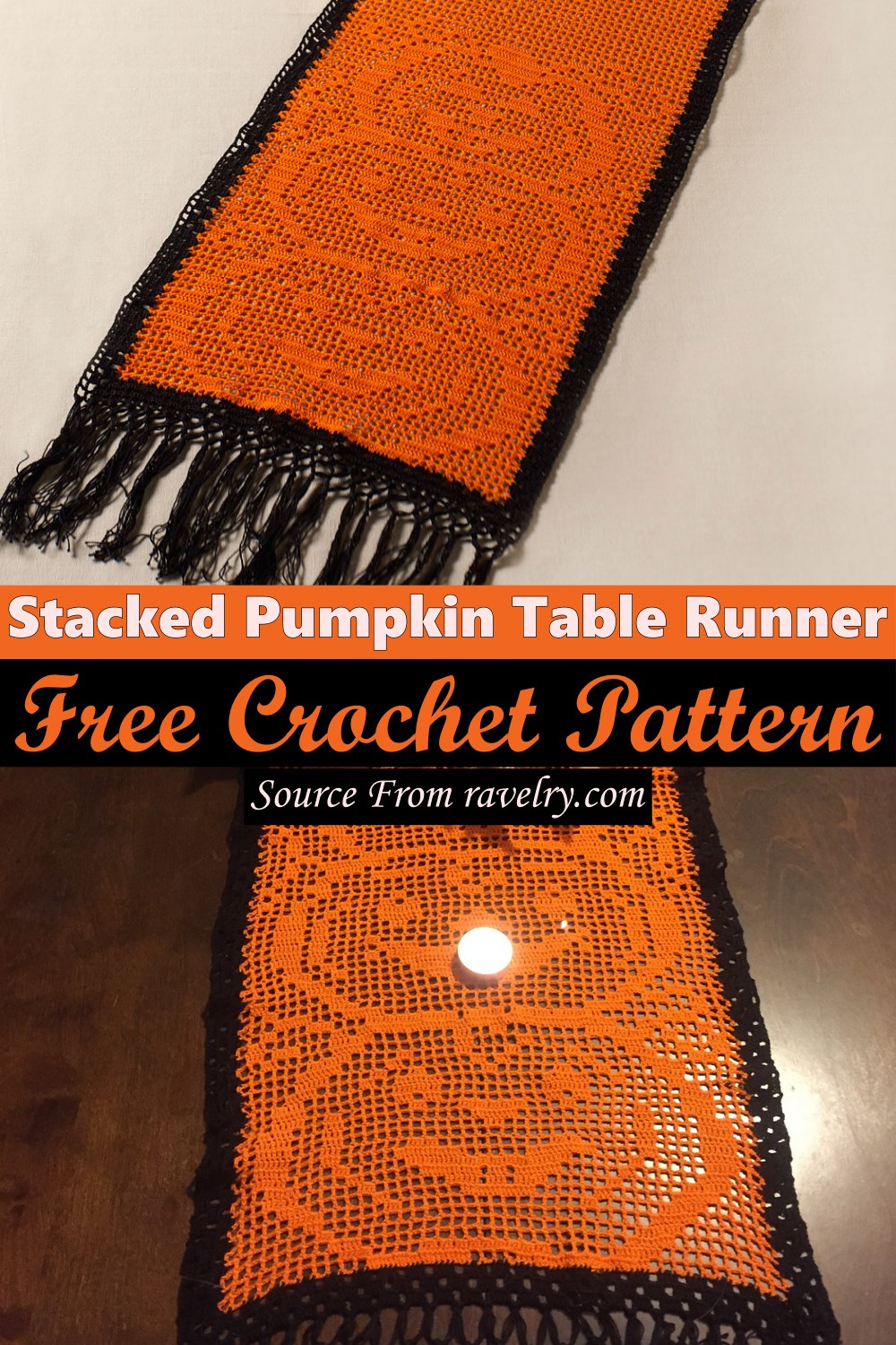 Free Crochet Stacked Pumpkin Table Runner Pattern