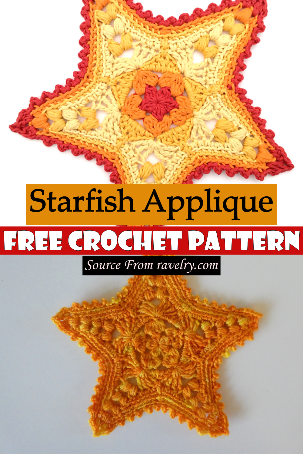 Free Crochet Starfish Applique Pattern