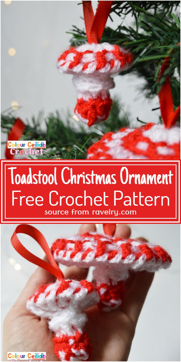 Free Crochet Toadstool Christmas Ornament Pattern