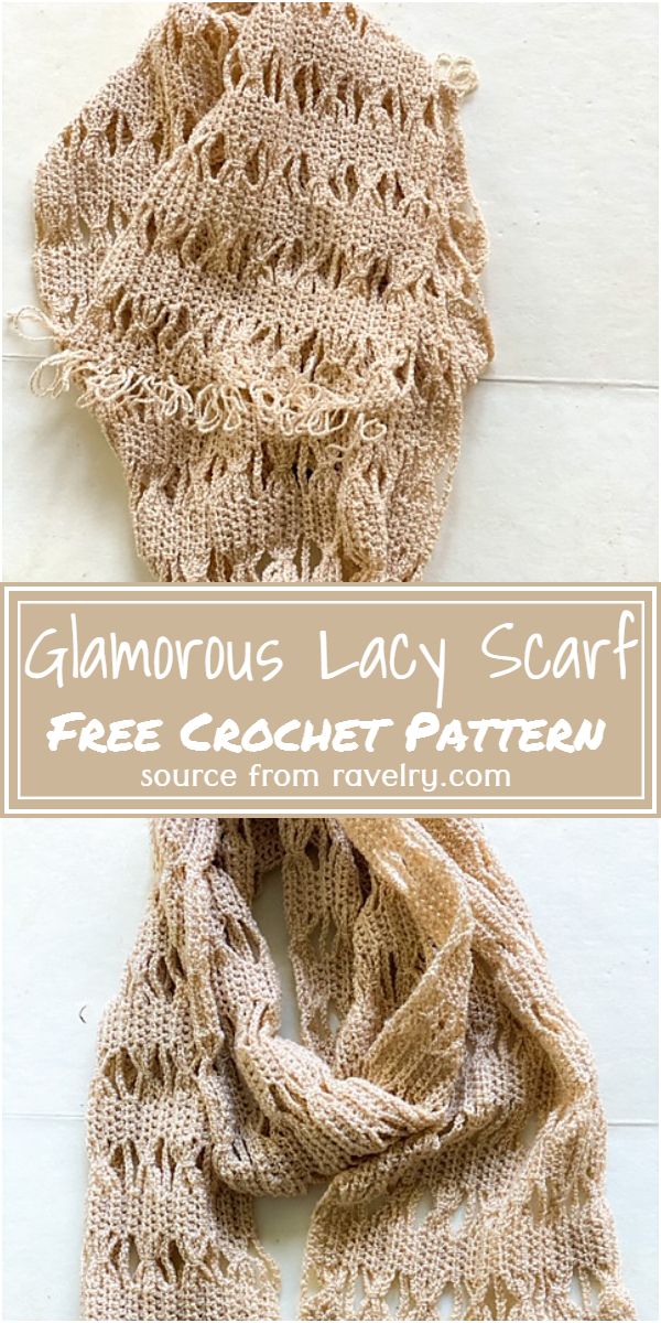 Glamorous Crochet Lacy Scarf Free Pattern