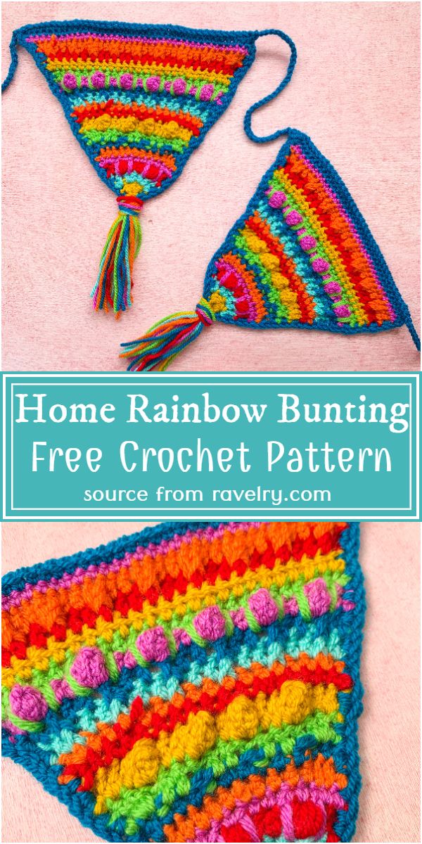 Home Rainbow Crochet Bunting Free Pattern