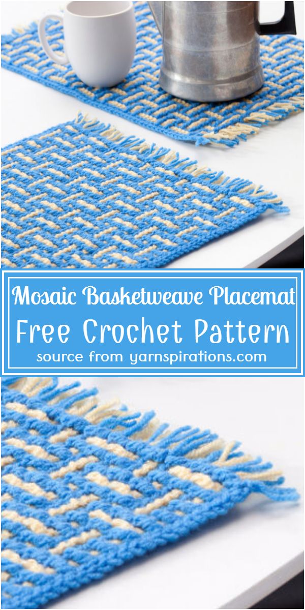 Mosaic Crochet Basketweave Placemat Free Pattern
