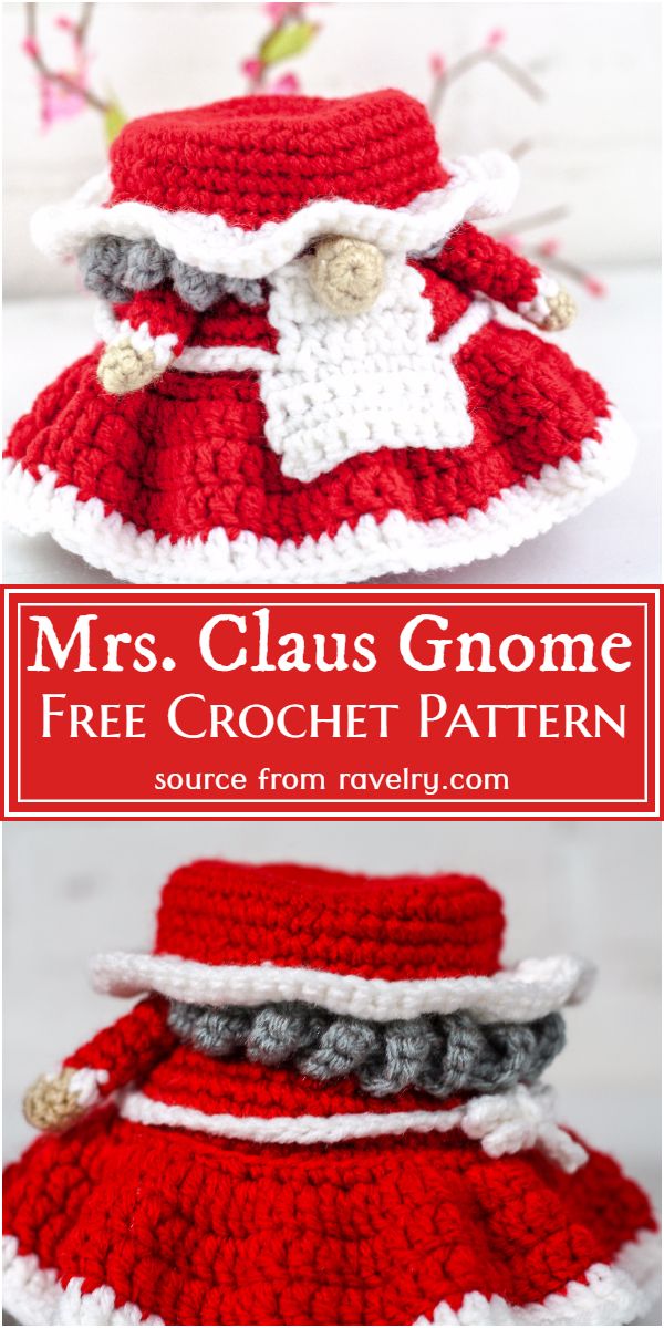 Mrs. Claus Gnome Crochet Pattern