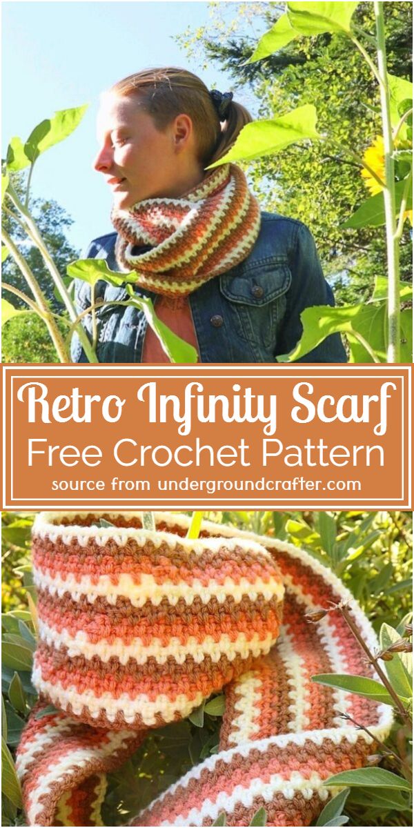 Retro Crochet Infinity Scarf Free Pattern