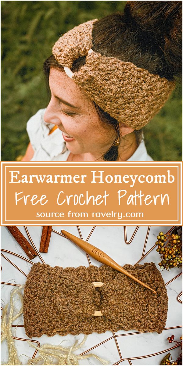 Earwarmer Crochet Honeycomb Free Pattern