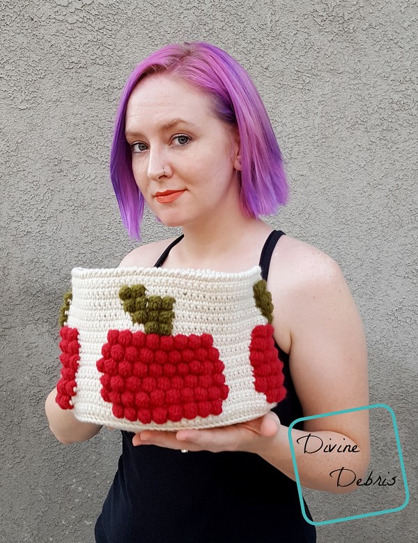 Free Crochet Bobble Apple Basket Pattern