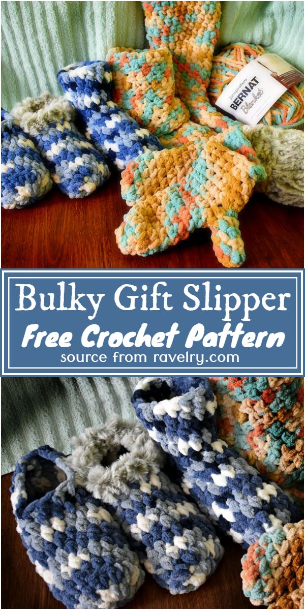 Free Crochet Bulky Gift Slipper Pattern