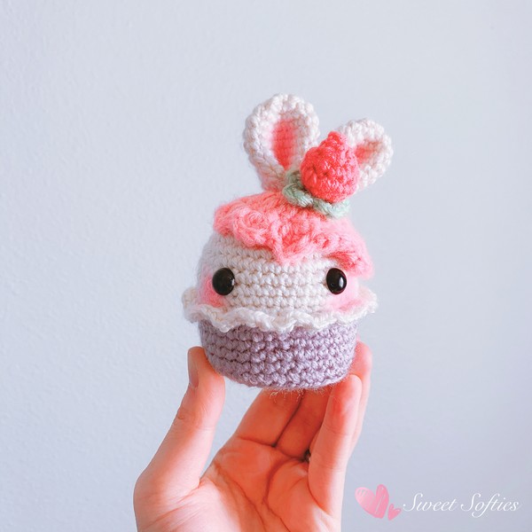 Free Crochet Bunny Rabbit Strawberry Cupcake Pattern
