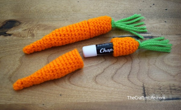 Free Crochet Carrot Lip Balm Holder Pattern