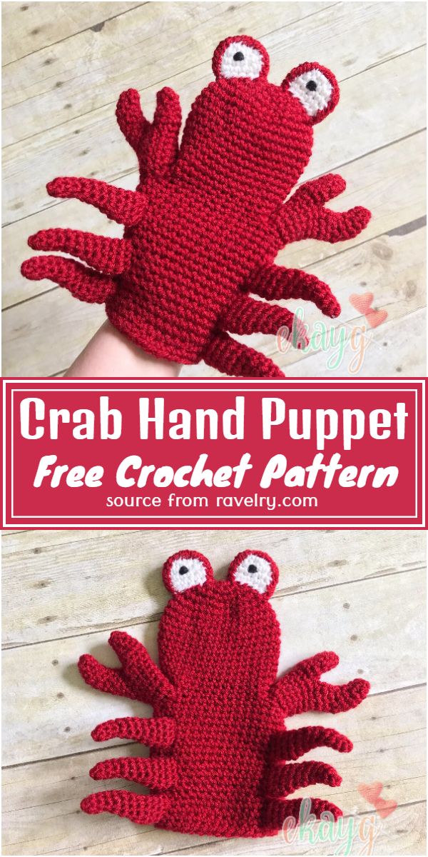 Free Crochet Crab Hand Puppet Pattern