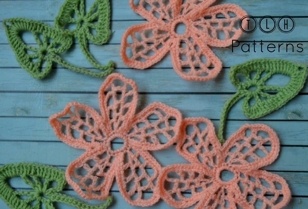 Free Crochet Flower And Leaf Pattern